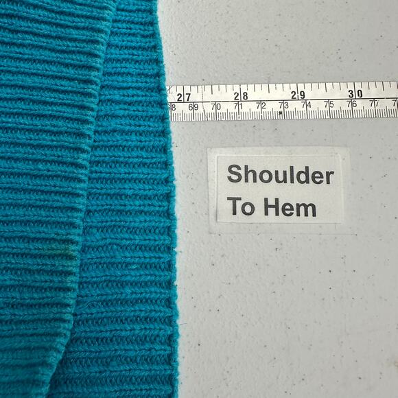 Country Concepts Womens Top Size L Turquoise Linen Blend Vintage Coastal Knit - Picture 7 of 8